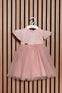 ELDA - Rochita de ceremonie din tulle fin cu dantela, broderie si aplicatii stralucitoare, roz